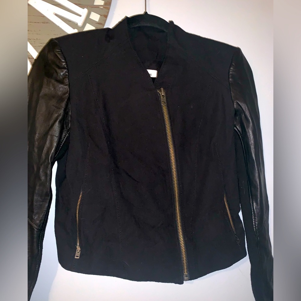 Helmet Lang cropped black zip up jacket size small petite